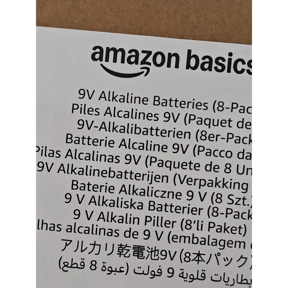 Amazon Basics 8-Pack‎ 9V Alkaline Batteries 5-Year Shelf Life New In Box